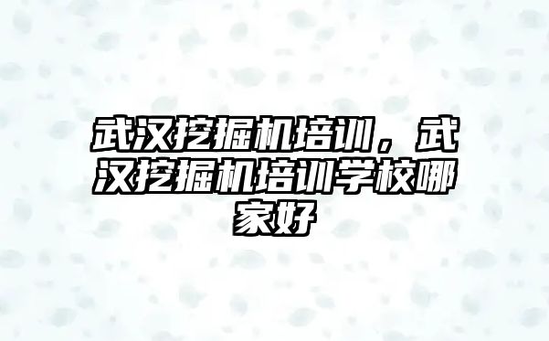 武漢挖掘機培訓，武漢挖掘機培訓學校哪家好