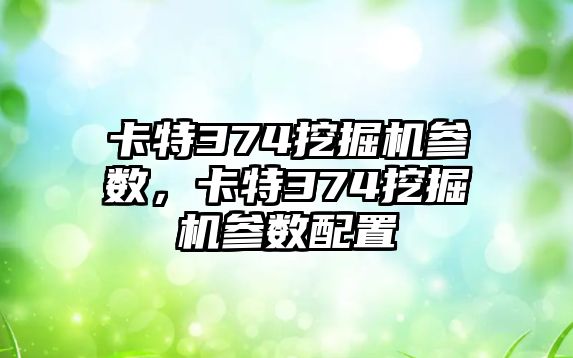 卡特374挖掘機參數，卡特374挖掘機參數配置