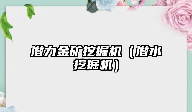 潛力金礦挖掘機（潛水挖掘機）