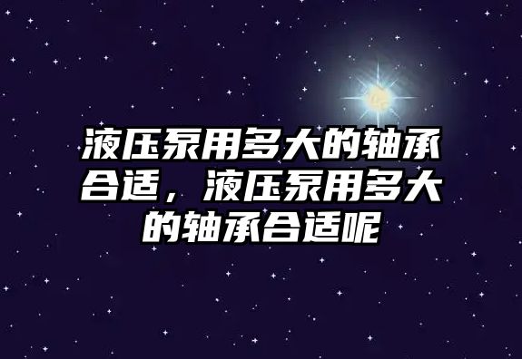 液壓泵用多大的軸承合適，液壓泵用多大的軸承合適呢