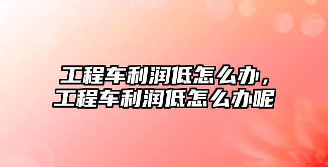 工程車利潤低怎么辦，工程車利潤低怎么辦呢