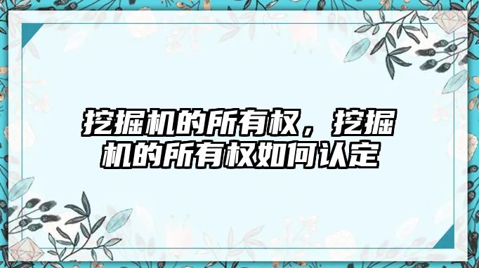 挖掘機的所有權，挖掘機的所有權如何認定