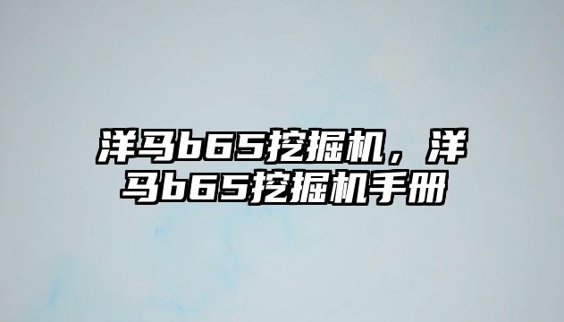 洋馬b65挖掘機，洋馬b65挖掘機手冊