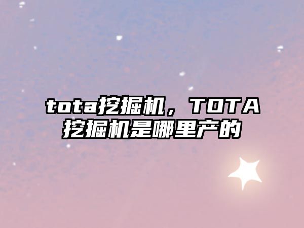 tota挖掘機(jī)，TOTA挖掘機(jī)是哪里產(chǎn)的