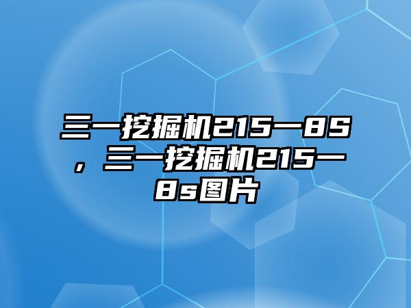 三一挖掘機(jī)215一8S，三一挖掘機(jī)215一8s圖片