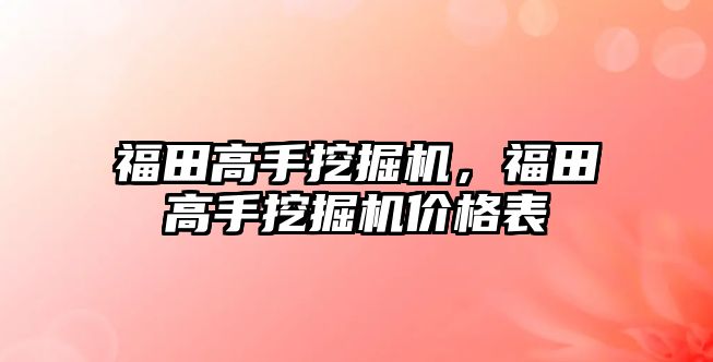 福田高手挖掘機，福田高手挖掘機價格表