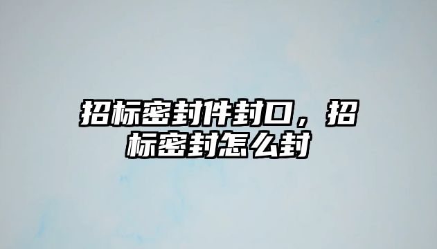 招標(biāo)密封件封口，招標(biāo)密封怎么封