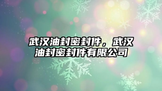 武漢油封密封件，武漢油封密封件有限公司