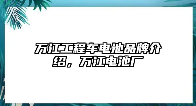 萬江工程車電池品牌介紹，萬江電池廠